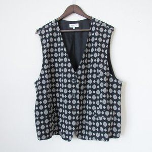 TOMATSU New York Designer Printed Vest Black/Beige Saks Fifth Avenue Size-3